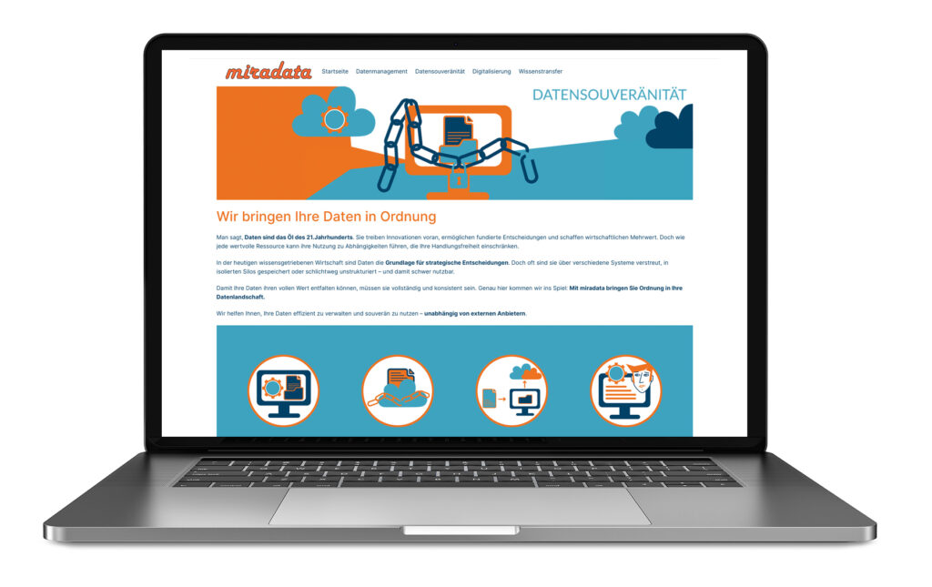 Grafische Gestaltung & Website Konzept für Miradata – Datenmanagement Firma